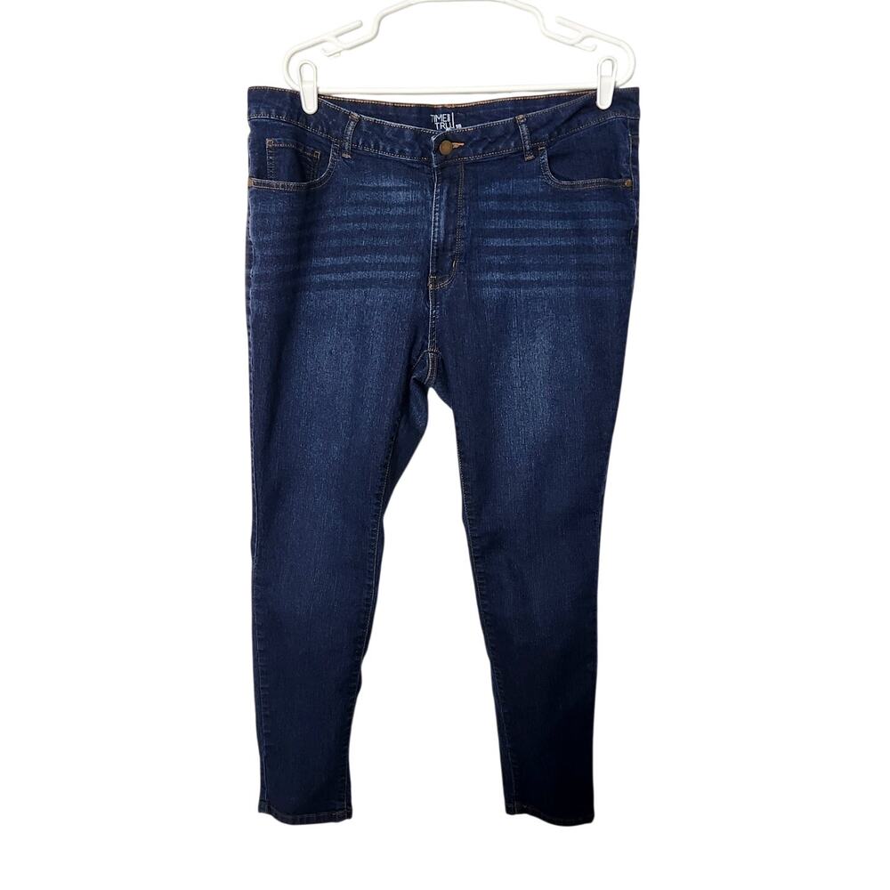Time & True Straight Leg Dark Wash Jeans Mid Rise Stretchy Size 18